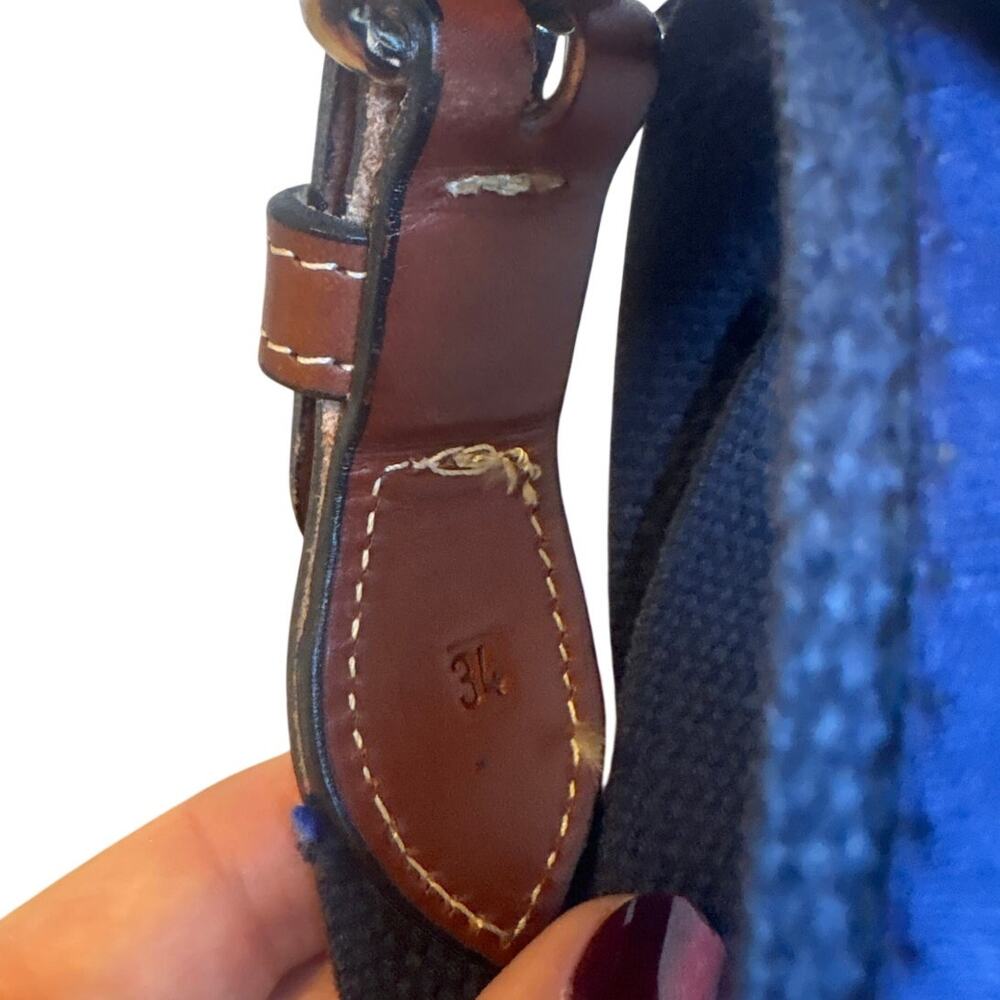 Boutique dark blue crab leather brass buckle boys belt SIZE XL - Picture 3 of 4